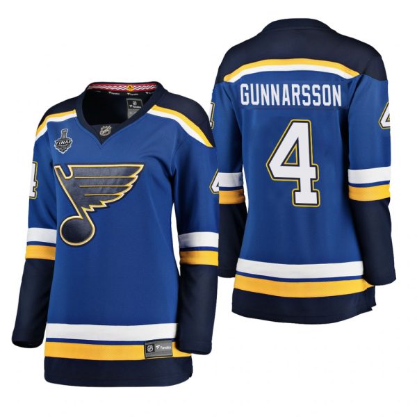 Women St. Louis Blues Carl Gunnarsson #4 2019 Stanley Cup Final Home Breakaway Blue Jersey