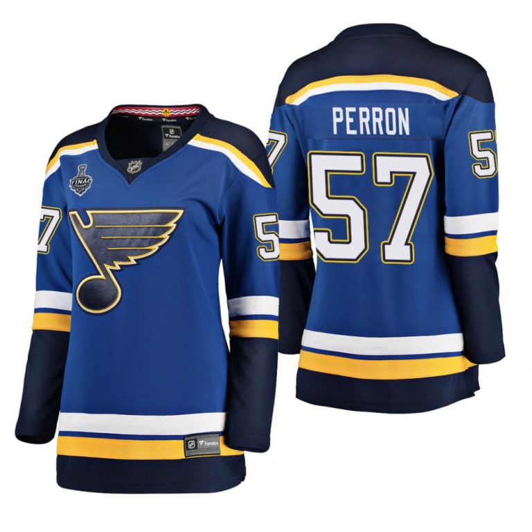 Women St. Louis Blues David Perron #57 2019 Stanley Cup Final Home Breakaway Blue Jersey