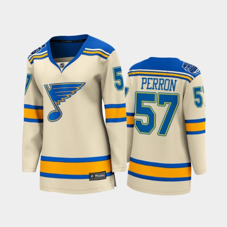 Women St. Louis Blues David Perron #57 2022 Winter Classic Bluenote Jersey Cream