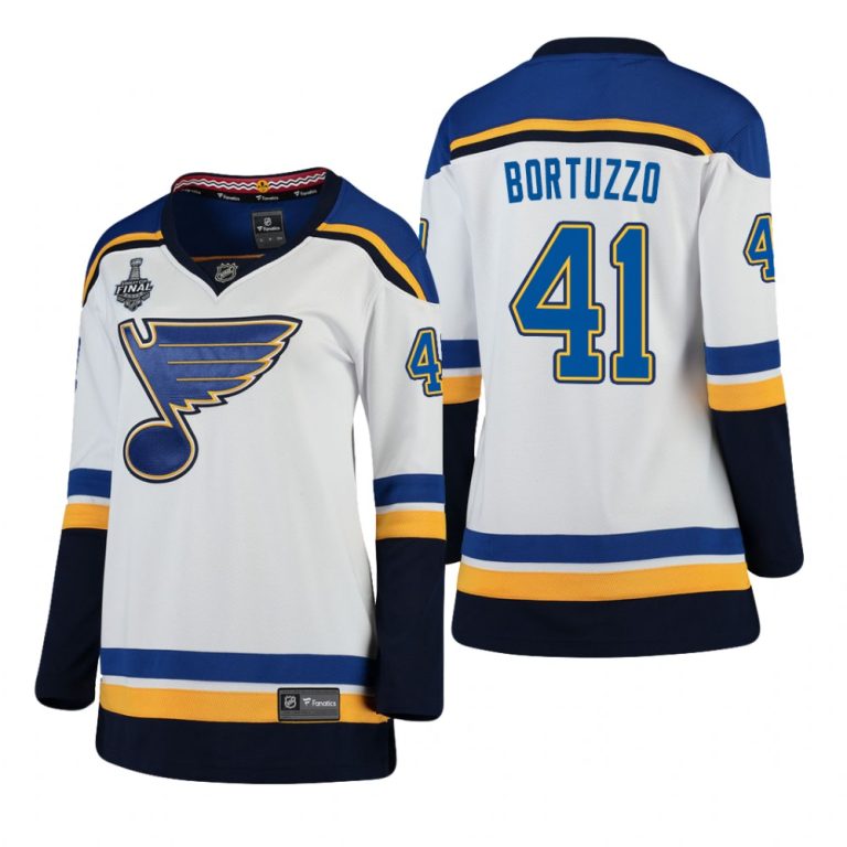 Women St. Louis Blues Robert Bortuzzo #41 2019 Stanley Cup Final Away Breakaway White Jersey