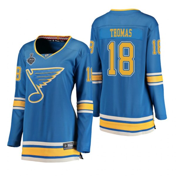 Women St. Louis Blues Robert Thomas #18 2019 Stanley Cup Final Alternate Breakaway Blue Jersey