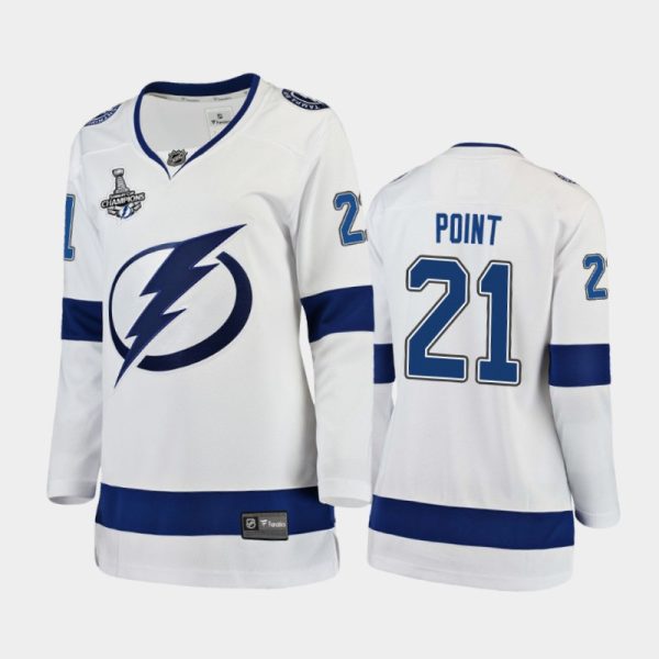 Women Tampa Bay Lightning Brayden Point #21 2020 Stanley Cup Champions Away Breakaway Player Jersey - White