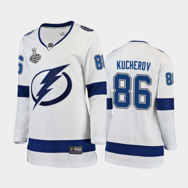 Women Tampa Bay Lightning Nikita Kucherov #86 2020 Stanley Cup Final Away Breakaway Player Jersey - White