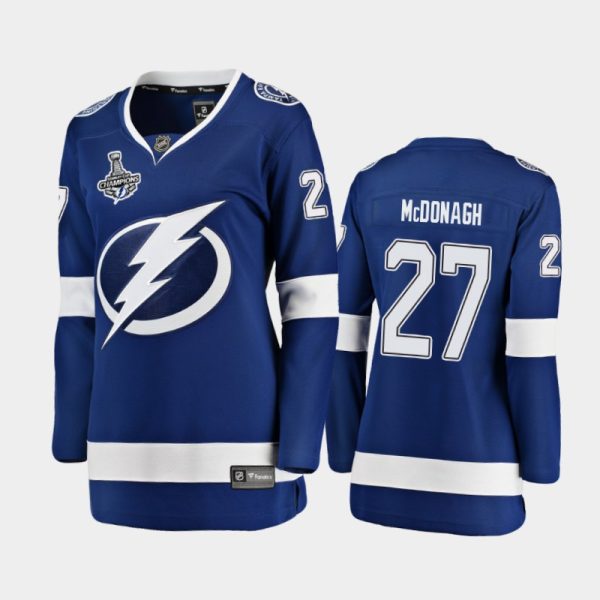 Women Tampa Bay Lightning Ryan McDonagh #27 2020 Stanley Cup Champions Home Breakaway Player Jersey - Blue