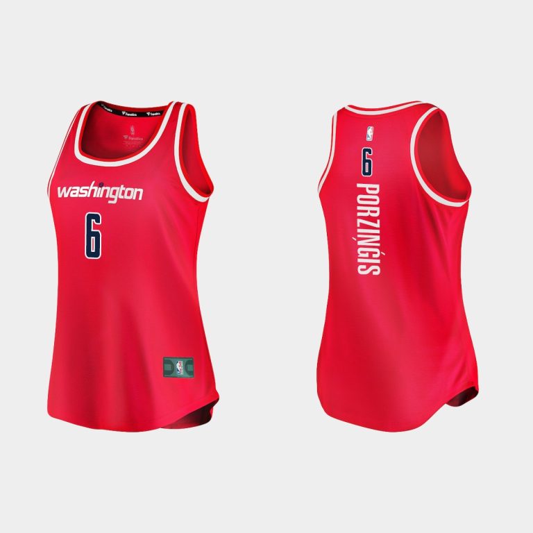 Women Washington Wizards #6 Kristaps Porzingis Icon Edition Red Tank Jersey