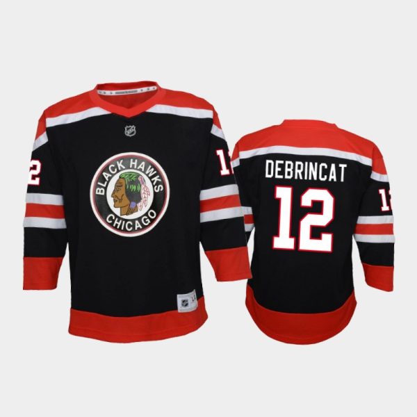 Youth Chicago Blackhawks Alex DeBrincat #12 Reverse Retro 2020-21 Special Edition Replica Black Jersey