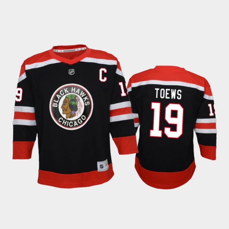 Youth Chicago Blackhawks Jonathan Toews #19 Reverse Retro 2020-21 Special Edition Replica Black Jersey