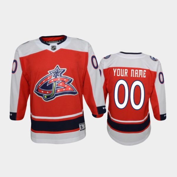Youth Columbus Blue Jackets Custom #00 Reverse Retro 2020-21 Replica Red Jersey