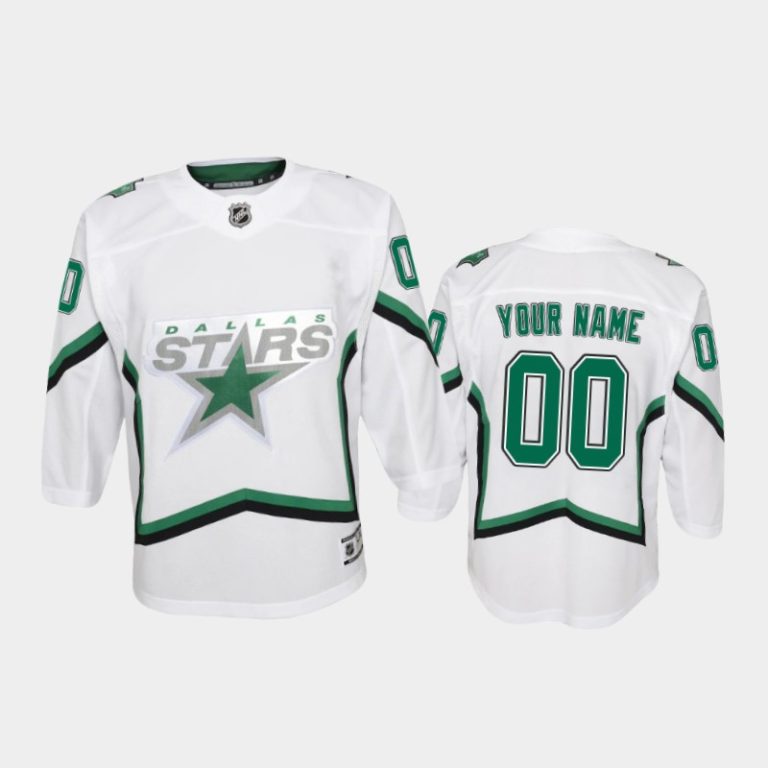 Youth Dallas Stars Custom #00 Reverse Retro 2020-21 Special Edition Replica White Jersey