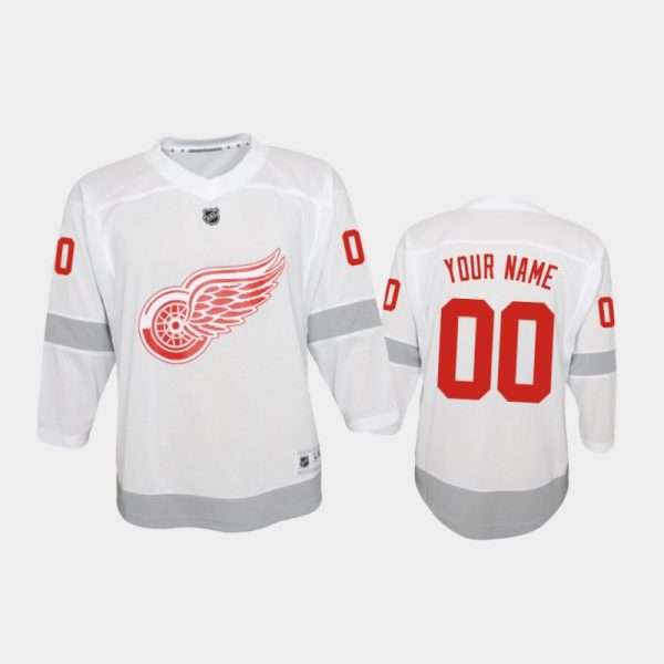 Youth Detroit Red Wings Custom #00 Reverse Retro 2020-21 Special Edition Replica White Jersey