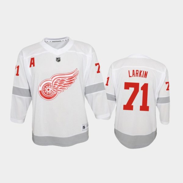 Youth Detroit Red Wings Dylan Larkin #71 Reverse Retro 2020-21 Special Edition Replica White Jersey
