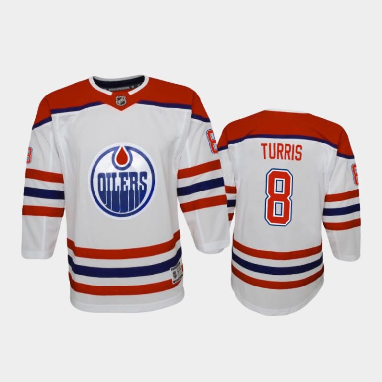 Youth Edmonton Oilers Kyle Turris #8 Reverse Retro 2020-21 Replica White Jersey