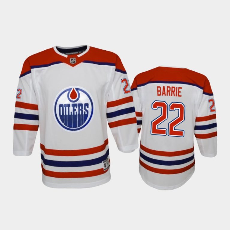 Youth Edmonton Oilers Tyson Barrie #22 Reverse Retro 2020-21 Replica White Jersey