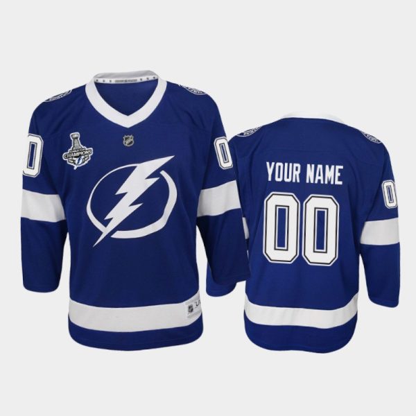 Youth Lightning Custom #00 2020 Stanley Cup Champions Home Replica Player Blue Jersey