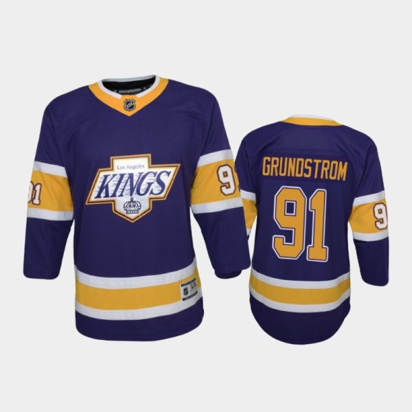 Youth Los Angeles Kings Carl Grundstrom #91 Reverse Retro 2020-21 Special Edition Replica Purple Jersey