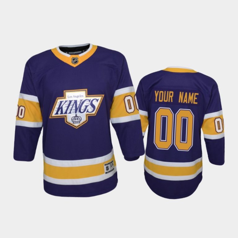 Youth Los Angeles Kings Custom #00 Reverse Retro 2020-21 Replica Purple Jersey