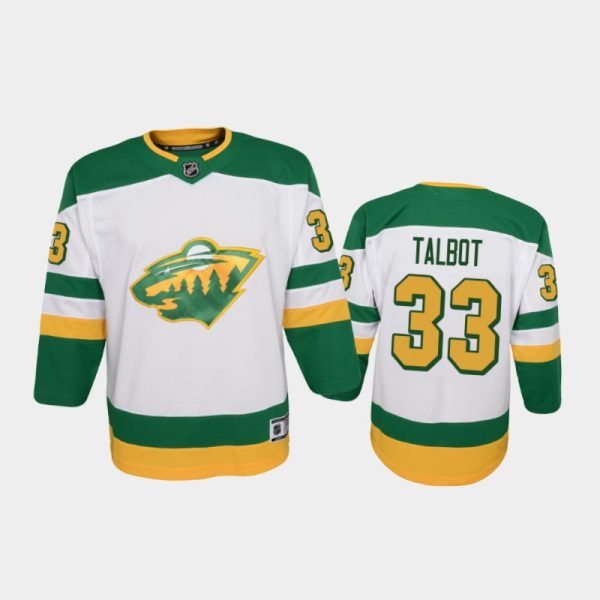 Youth Minnesota Wild Cam Talbot #33 Reverse Retro 2020-21 Replica White Jersey