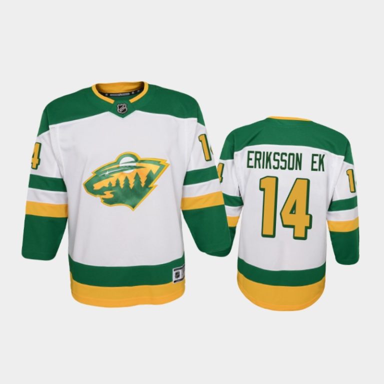 Youth Minnesota Wild Joel Eriksson Ek #14 Reverse Retro 2020-21 Replica White Jersey