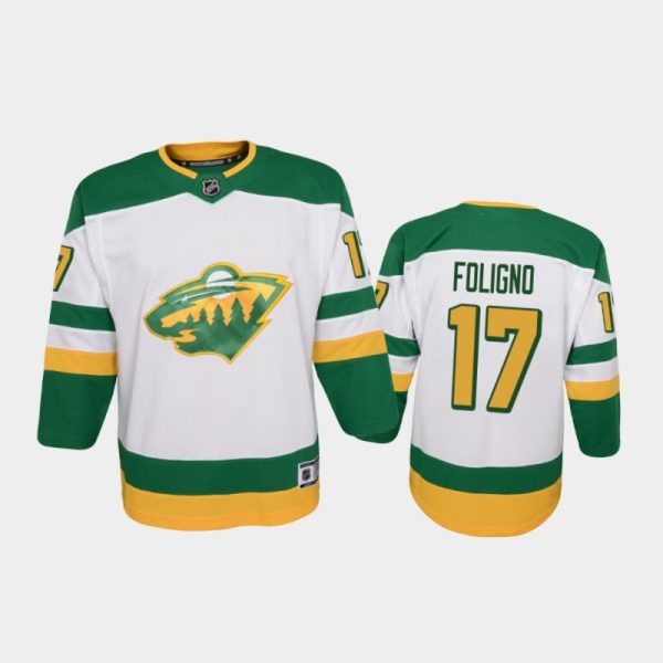 Youth Minnesota Wild Marcus Foligno #17 Reverse Retro 2020-21 Replica White Jersey