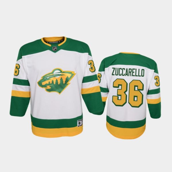 Youth Minnesota Wild Mats Zuccarello #36 Reverse Retro 2020-21 Replica White Jersey