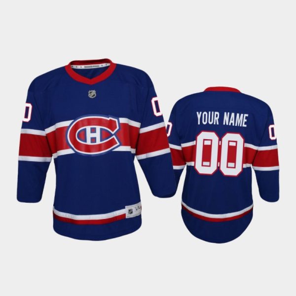 Youth Montreal Canadiens Custom #00 Reverse Retro 2020-21 Special Edition Replica Royal Jersey
