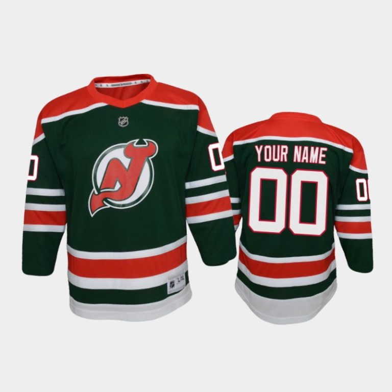 Youth New Jersey Devils Custom #00 Reverse Retro 2020-21 Special Edition Replica Green Jersey