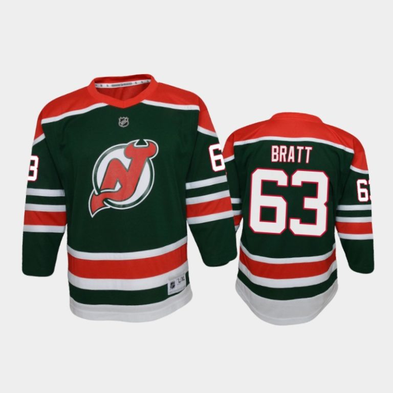 Youth New Jersey Devils Jesper Bratt #63 Reverse Retro 2020-21 Special Edition Replica Green Jersey