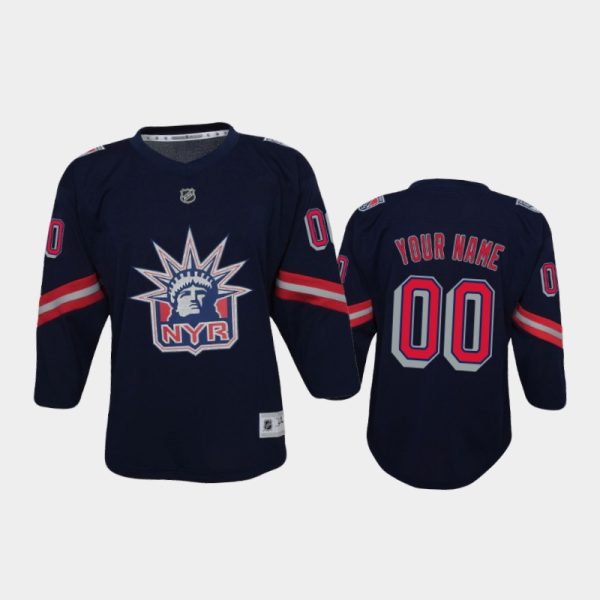 Youth New York Rangers Custom #00 Reverse Retro 2020-21 Replica Navy Jersey