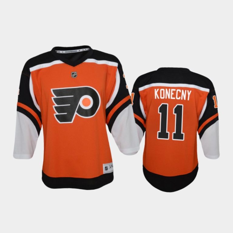 Youth Philadelphia Flyers Travis Konecny #11 Reverse Retro 2020-21 Replica Orange Jersey