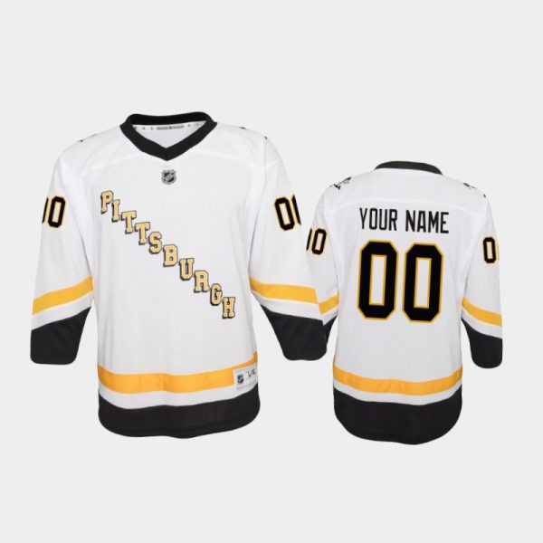 Youth Pittsburgh Penguins Custom #00 Reverse Retro 2020-21 Replica White Jersey