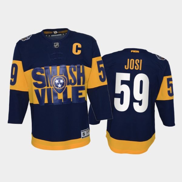 Youth Roman Josi Nashville Predators 2022 Stadium Series Navy Primegreen Jersey