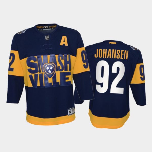 Youth Ryan Johansen Nashville Predators 2022 Stadium Series Navy Primegreen Jersey