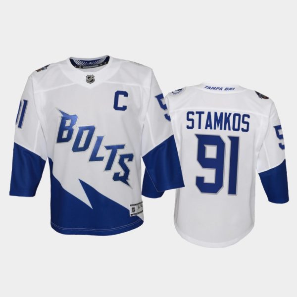 Youth Steven Stamkos #91 Lightning 2022 Stadium Series White Jersey