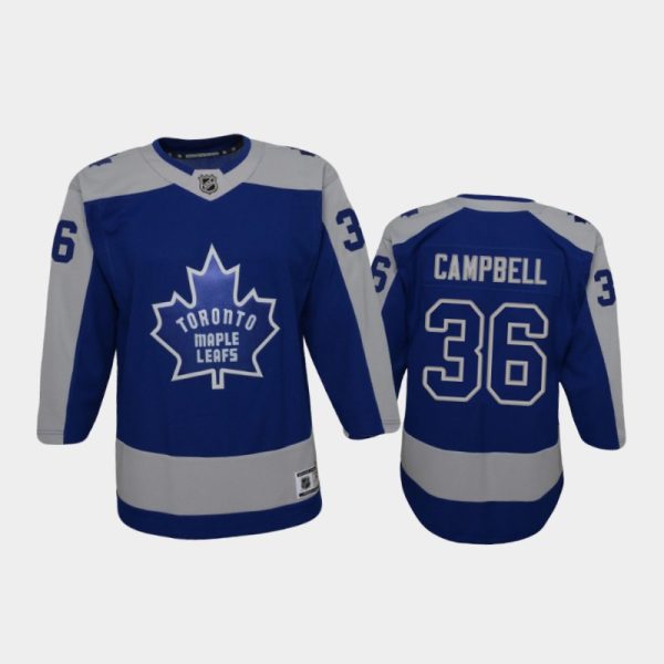 Youth Toronto Maple Leafs Jack Campbell #36 Reverse Retro 2021 Blue Jersey