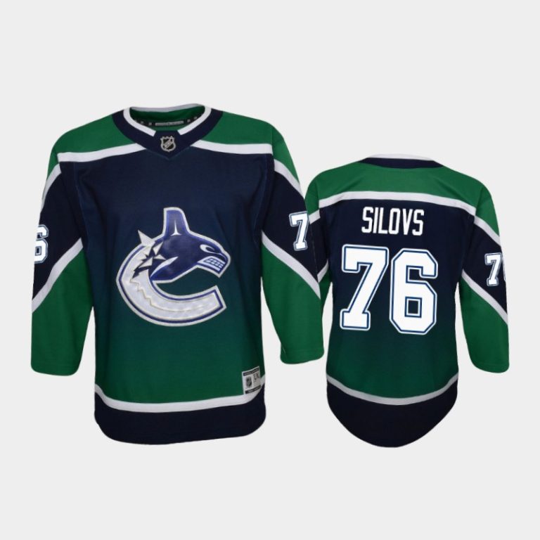 Youth Vancouver Canucks Arturs Silovs #76 Reverse Retro 2021 Green Jersey