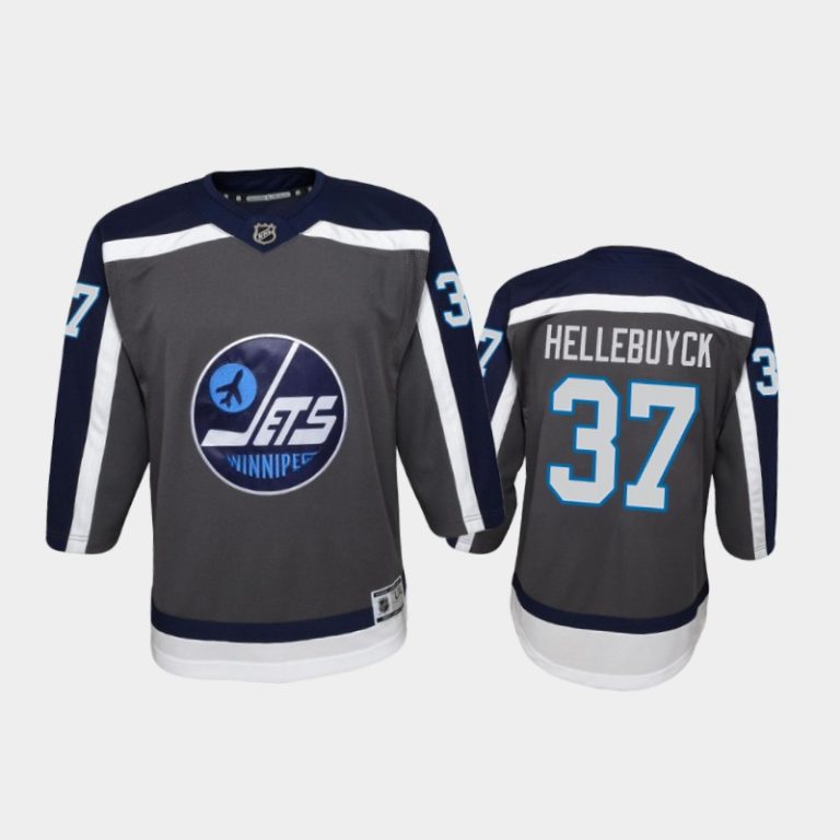 Youth Winnipeg Jets Connor Hellebuyck #37 Reverse Retro 2020-21 Replica Gray Jersey