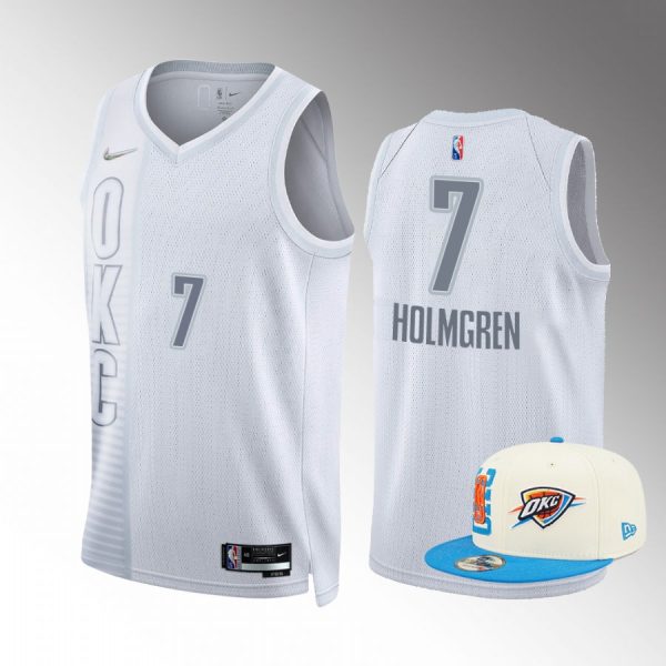 2022 NBA Draft Chet Holmgren Oklahoma City Thunder White Jersey City Edition