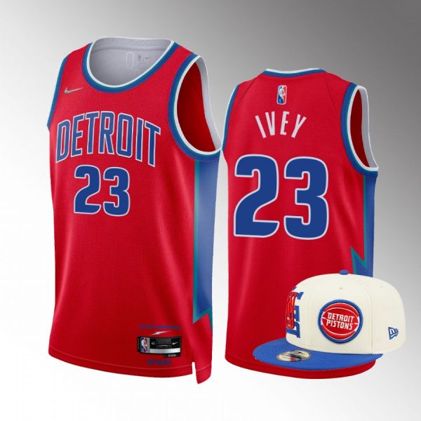 2022 NBA Draft Jaden Ivey Detroit Pistons Red Jersey City Edition