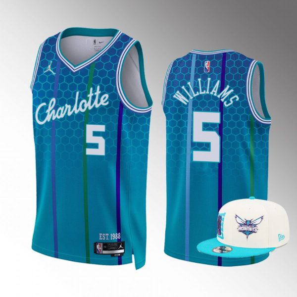2022 NBA Draft Mark Williams Charlotte Hornets Blue Jersey City Edition