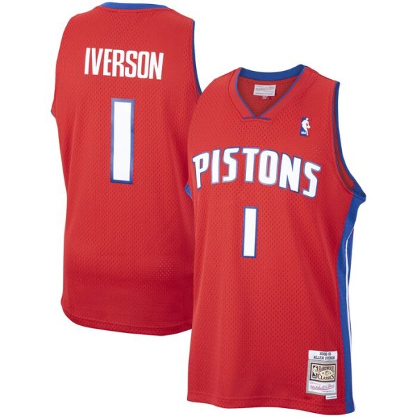 Allen Iverson Detroit Pistons M&N 2008-09 Hardwood Classics Swingman Jersey - Red