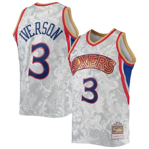 Allen Iverson Philadelphia 76ers M&N Hardwood Classics 1996-97 Lunar New Year Swingman Jersey - White