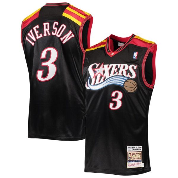 Allen Iverson Philadelphia 76ers M&N Hardwood Classics 2006 Jersey - Black