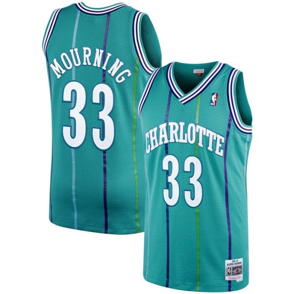 Alonzo Mourning Charlotte Hornets M&N 1992-93 Hardwood Classics Swingman Player Jersey - Teal