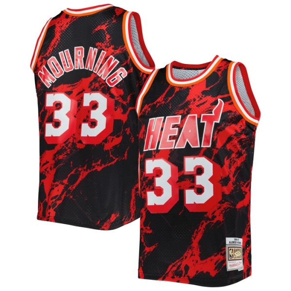 Alonzo Mourning Miami Heat M&N 1996-97 Hardwood Classics Marble Swingman Jersey - Black