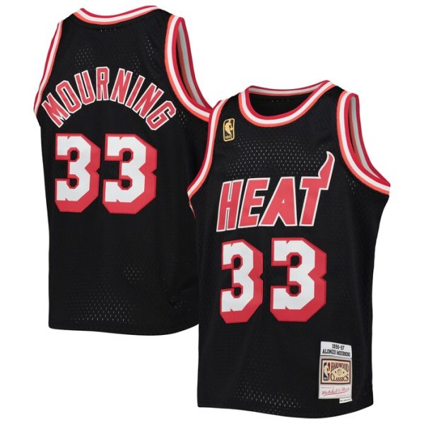 Alonzo Mourning Miami Heat M&N Youth 1996-97 Hardwood Classics Swingman Jersey - Black