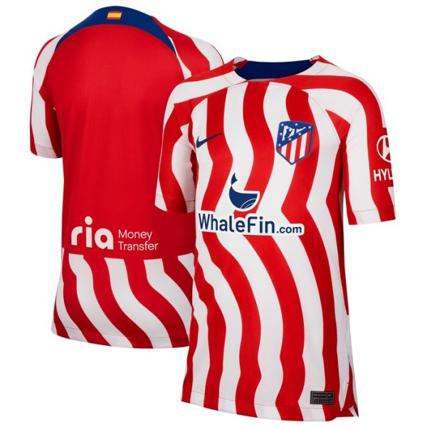 Atletico de Madrid Youth 2022/23 Home Breathe Stadium Replica Blank Jersey - Red/White