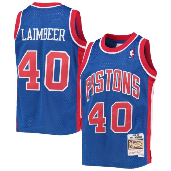 Bill Laimbeer Detroit Pistons M&N Youth 1988-89 Hardwood Classics Swingman Jersey - Blue