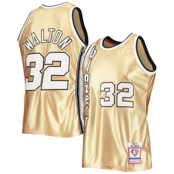 Bill Walton Portland Trail Blazers M&N 75th Anniversary 1976-77 Hardwood Classics Swingman Jersey - Gold