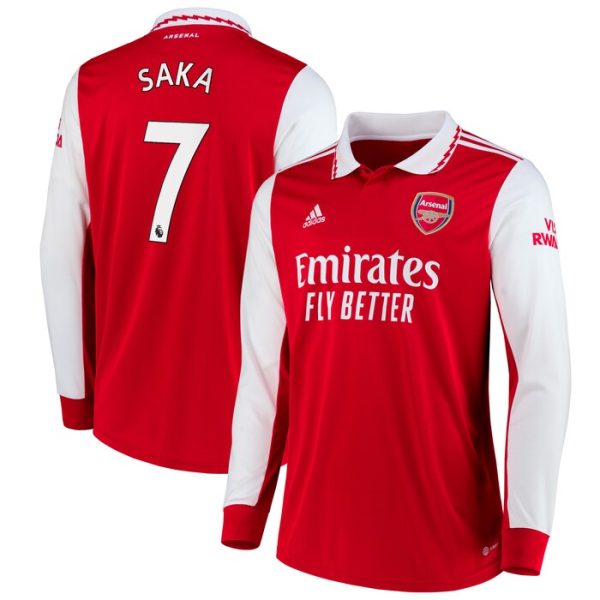 Bukayo Saka Arsenal 2022/23 Home Replica Long Sleeve Player Jersey - Red