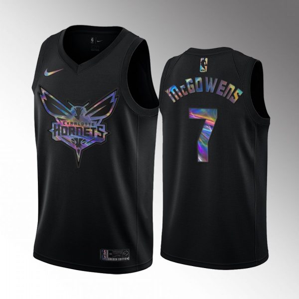 Charlotte Hornets Bryce McGowens #7 Jersey Iridescent Holographic Black 2022 NBA Draft